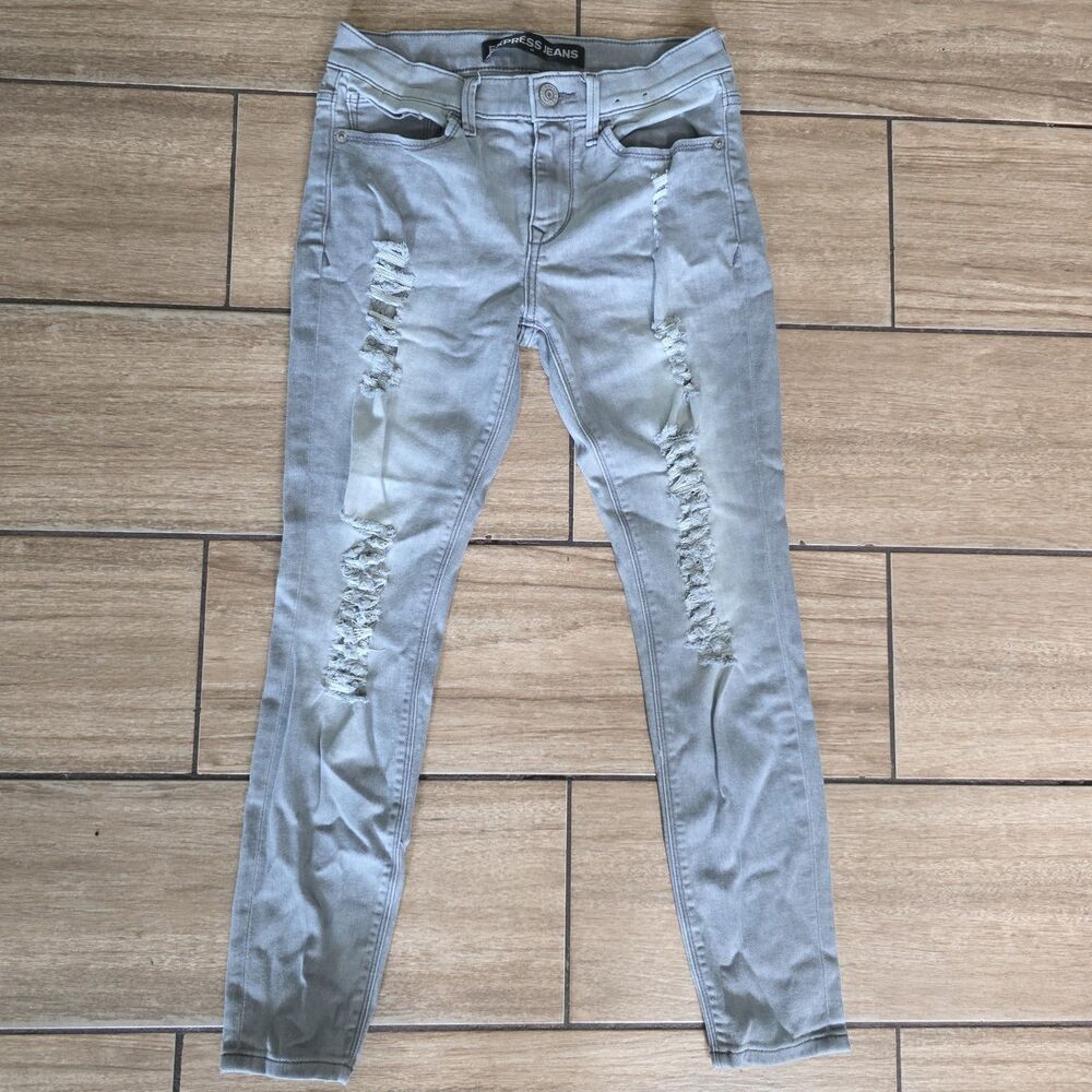 Express women's distressed stretch skinny jeans Midrise Legging 4s